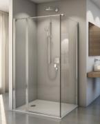 Concept 200 porte pivotante avec élément fixe en ligne - Poli brillant - Verre clair - Concept Sanswiss