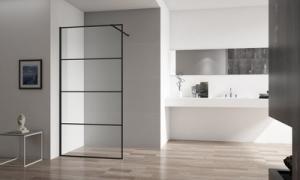Alma Walk in avec stabilisation murale - noir - verre clair