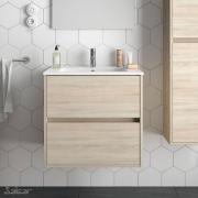 Noja 600 meuble sdb 2 tiroirs avec plan céramique - Salgar