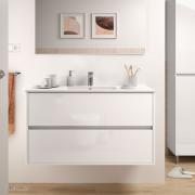 Noja 1000 meuble sdb 2 tiroirs avec plan céramique - Salgar