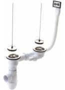 Vidage évier grès à bouchons avec siphon 2 cuves - Nicoll