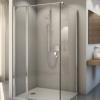 Concept 200 porte pivotante avec élément fixe en ligne - Poli brillant - Verre clair - Concept Sanswiss