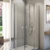 Concept 200 porte pivotante avec élément fixe en ligne - Poli brillant - Verre clair - Concept Sanswiss