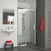 Equi porte coulissante grande largeur sans seuil - Argent Poli - Verre Clair - Roth